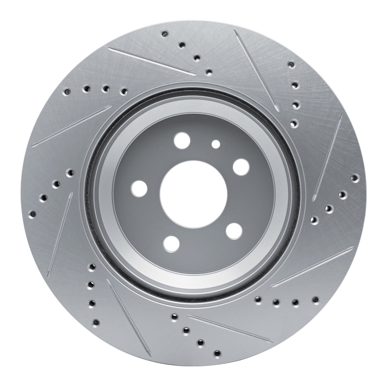 Tesla Model 3 Brake Rotor (1) - Rear Left - R1 Concepts - Drilled & Slotted - Silver - `17-`25